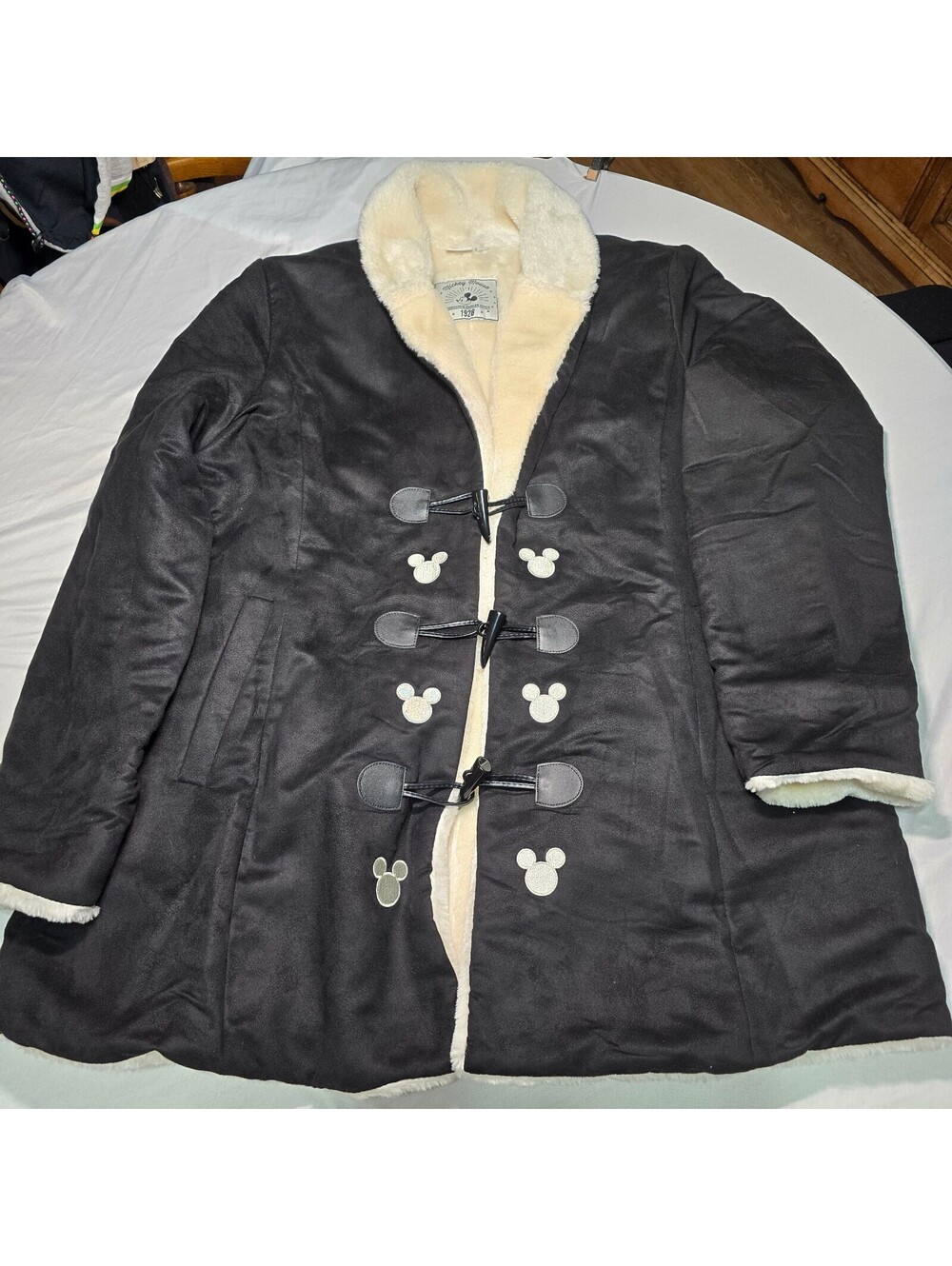 Authentic Disney Mickey Mouse Faux Suede & Faux Fur Toggle Coat XL